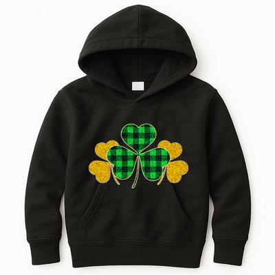 Buffalo Shamrock Plaid Irish Clovers Kids Hoodie