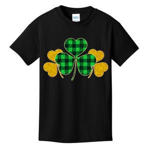 Buffalo Shamrock Plaid Irish Clovers Kids T-Shirt