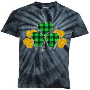 Buffalo Shamrock Plaid Irish Clovers Kids Tie-Dye T-Shirt