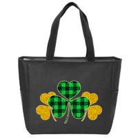 Buffalo Shamrock Plaid Irish Clovers Zip Tote Bag