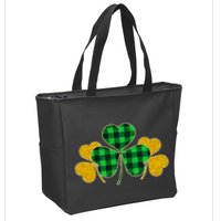 Buffalo Shamrock Plaid Irish Clovers Zip Tote Bag