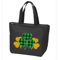 Buffalo Shamrock Plaid Irish Clovers Zip Tote Bag