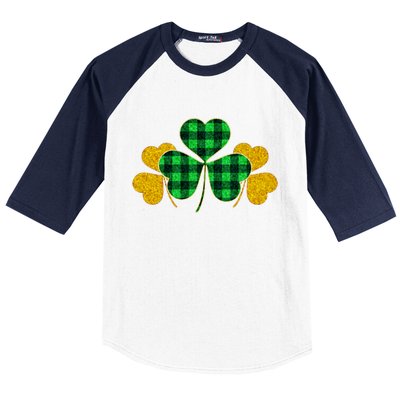 Buffalo Shamrock Plaid Irish Clovers Baseball Sleeve Shirt