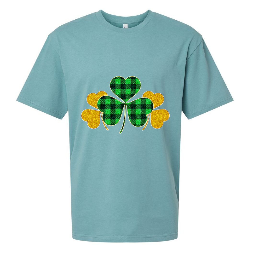 Buffalo Shamrock Plaid Irish Clovers Sueded Cloud Jersey T-Shirt
