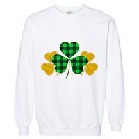 Buffalo Shamrock Plaid Irish Clovers Garment-Dyed Sweatshirt