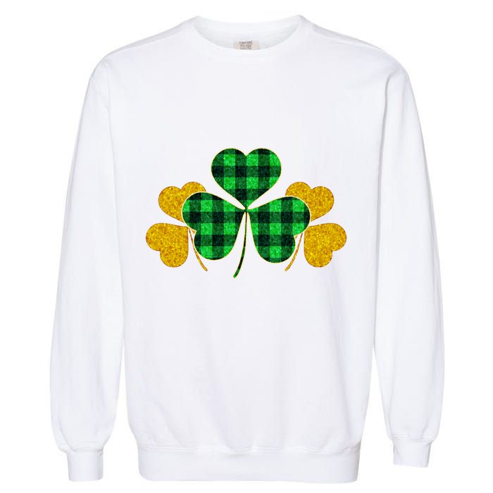 Buffalo Shamrock Plaid Irish Clovers Garment-Dyed Sweatshirt