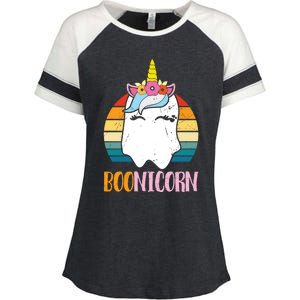 Boonicorn Unicorn Ghost Happy Halloween Costumes Meaningful Gift Enza Ladies Jersey Colorblock Tee