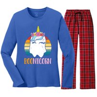 Boonicorn Unicorn Ghost Happy Halloween Costumes Meaningful Gift Women's Long Sleeve Flannel Pajama Set 