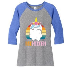 Boonicorn Unicorn Ghost Happy Halloween Costumes Meaningful Gift Women's Tri-Blend 3/4-Sleeve Raglan Shirt