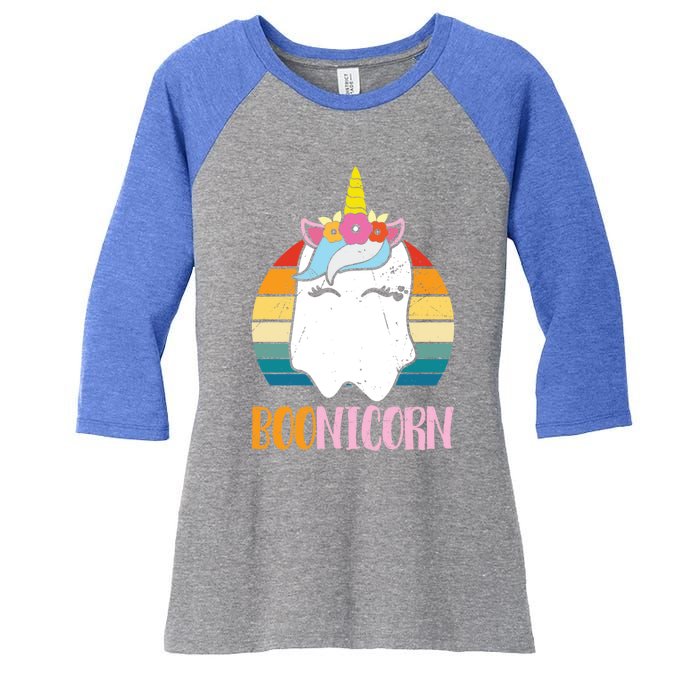 Boonicorn Unicorn Ghost Happy Halloween Costumes Meaningful Gift Women's Tri-Blend 3/4-Sleeve Raglan Shirt