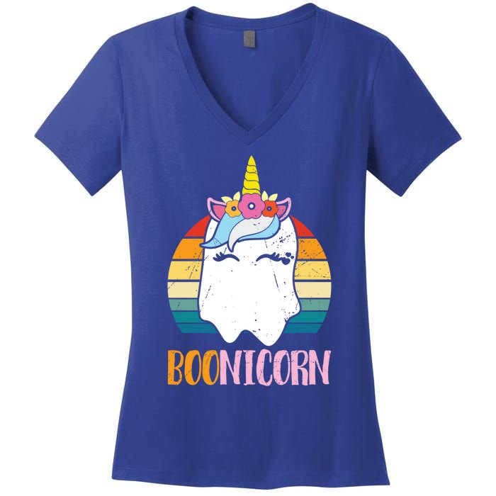 Boonicorn Unicorn Ghost Happy Halloween Costumes Meaningful Gift Women's V-Neck T-Shirt