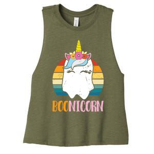 Boonicorn Unicorn Ghost Happy Halloween Costumes Meaningful Gift Women's Racerback Cropped Tank