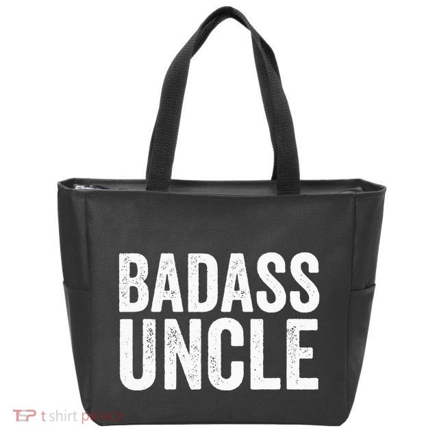 Badass Uncle Gift Funny Nephew Niece Uncles Retro Gift Idea Zip Tote Bag