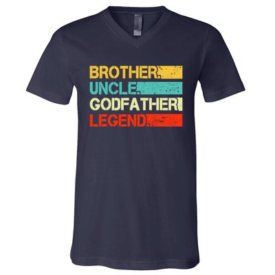 Brother Uncle Godfather Legend Best Funny Uncle Gift V-Neck T-Shirt