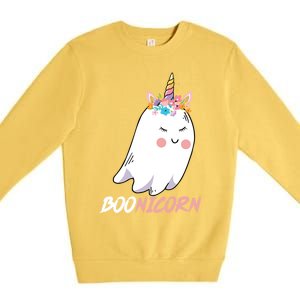 Boonicorn Unicorn Ghost Halloween Gift Cool Gift Premium Crewneck Sweatshirt