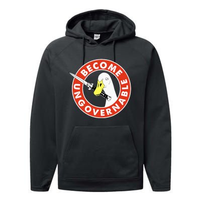 Become Ungovernable Goose Knife Funny Quote Performance Fleece Hoodie