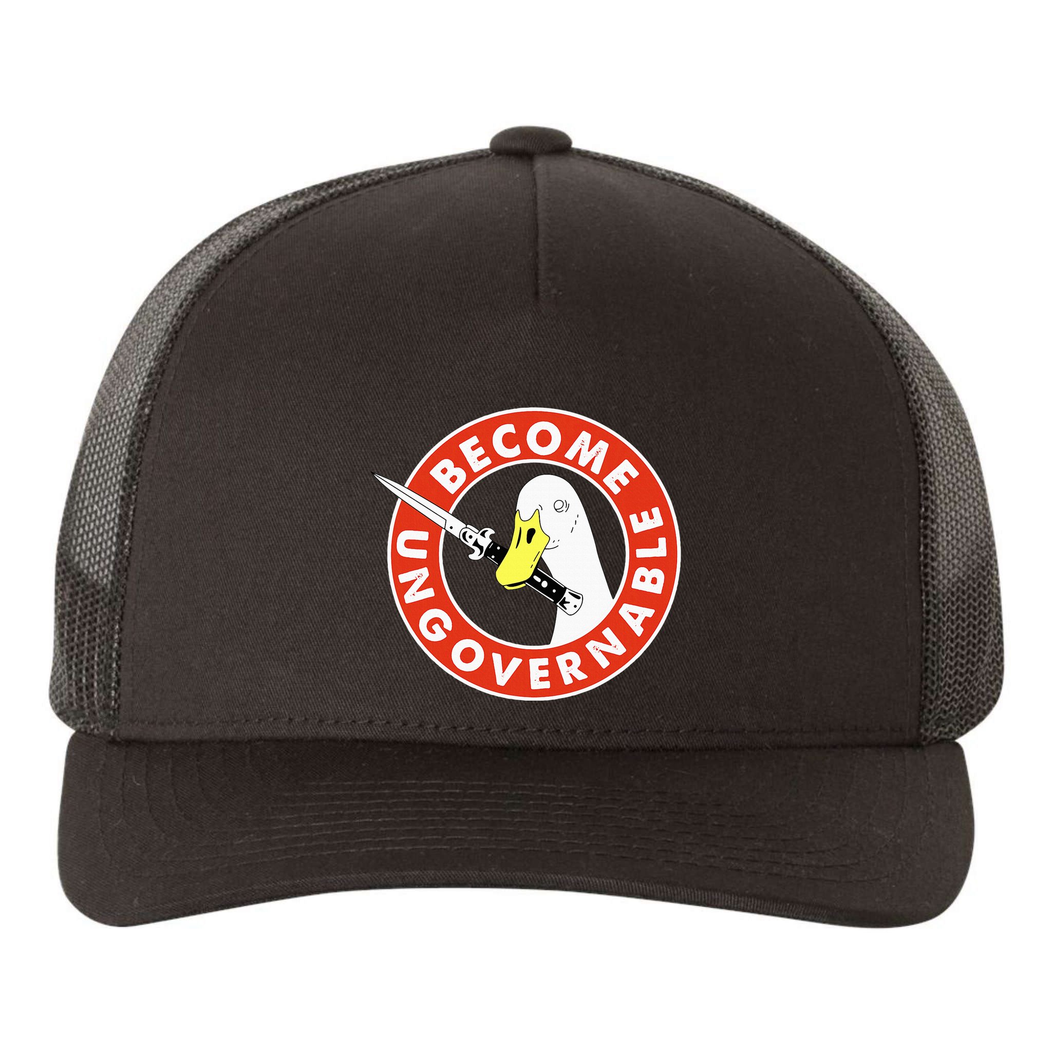 Become Ungovernable Goose Knife Funny Quote Yupoong Adult 5-Panel Trucker Hat
