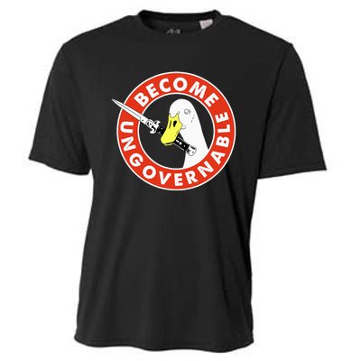 Become Ungovernable Goose Knife Funny Quote Cooling Performance Crew T-Shirt