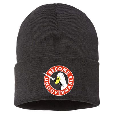 Become Ungovernable Goose Knife Funny Quote Sustainable Knit Beanie