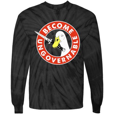 Become Ungovernable Goose Knife Funny Quote Tie-Dye Long Sleeve Shirt