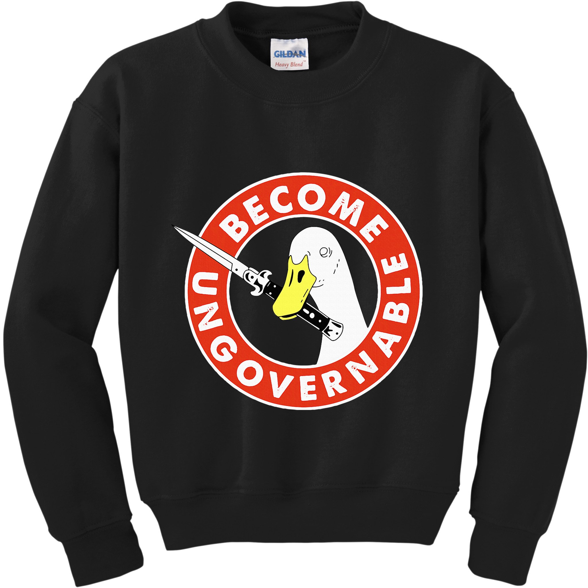 Become Ungovernable Goose Knife Funny Quote Kids Sweatshirt