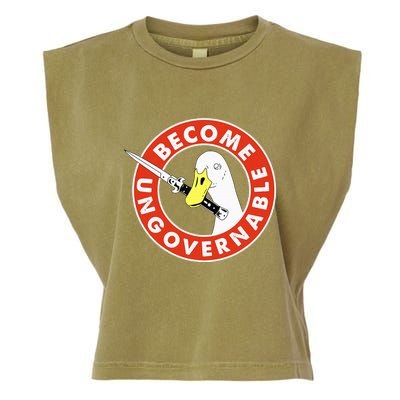 Become Ungovernable Goose Knife Funny Quote Garment-Dyed Women's Muscle Tee