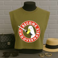 Become Ungovernable Goose Knife Funny Quote Garment-Dyed Women's Muscle Tee