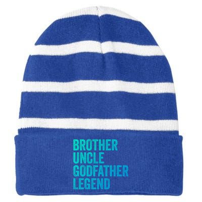 Brother Uncle Godfather Legend Favorite Best Uncle Meaningful Gift Striped Beanie with Solid Band