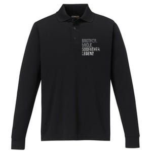 Brother Uncle Godfather Legend Best Funny Uncle Performance Long Sleeve Polo