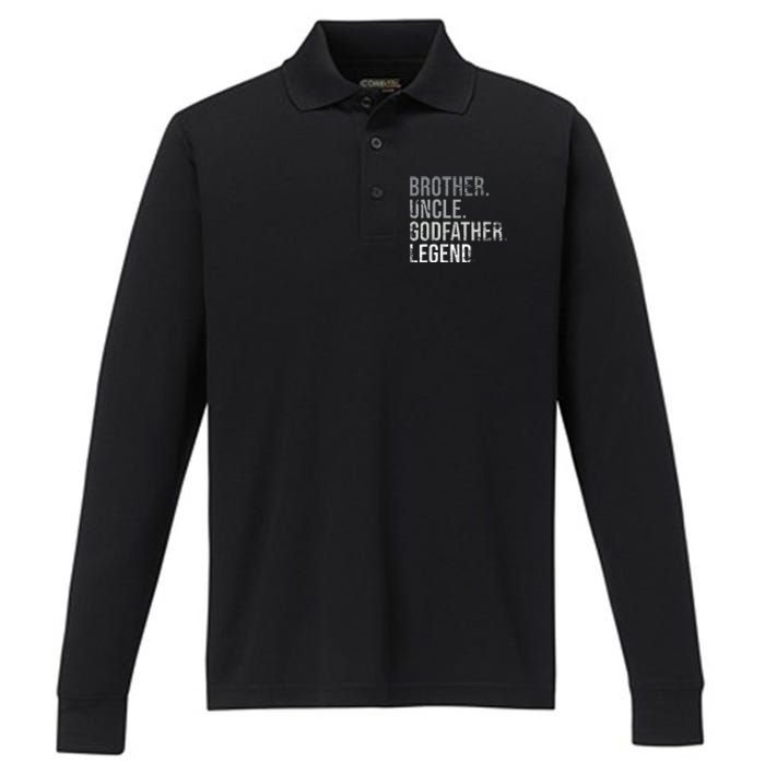 Brother Uncle Godfather Legend Best Funny Uncle Performance Long Sleeve Polo