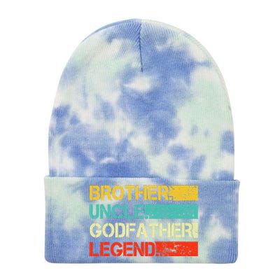 Brother Uncle Godfather Legend Best Funny Uncle Gift Tie Dye 12in Knit Beanie