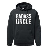 Badass Uncle Gift Funny Nephew Niece Uncles Retro Gift Idea Performance Fleece Hoodie