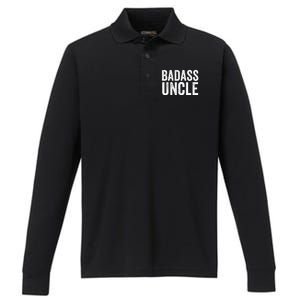 Badass Uncle Gift Funny Nephew Niece Uncles Retro Gift Idea Performance Long Sleeve Polo