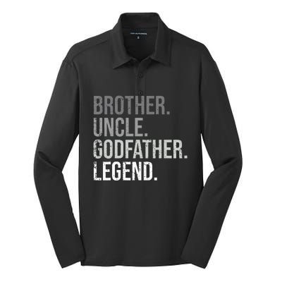 Brother Uncle Godfather Legend Fun Best Funny Uncle Silk Touch Performance Long Sleeve Polo