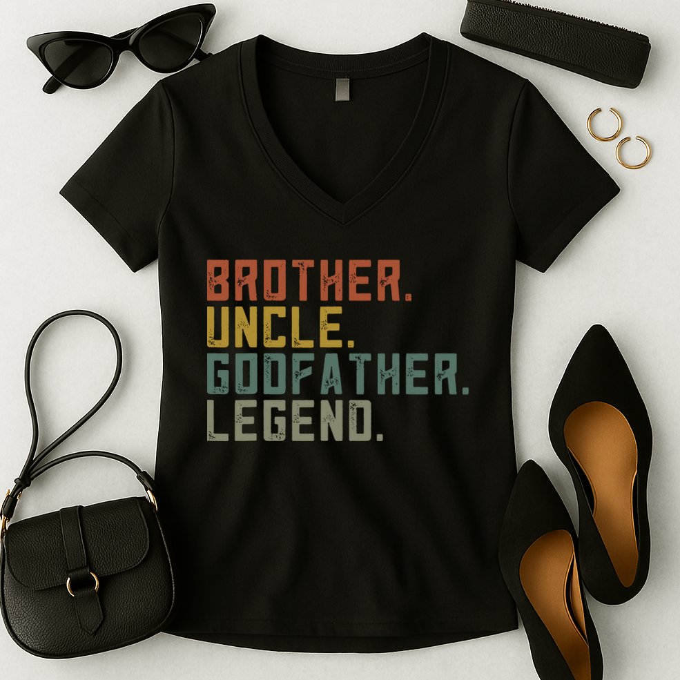 Brother Uncle Godfather Legend Fun Best Funny Uncle Women's V-Neck T-Shirt