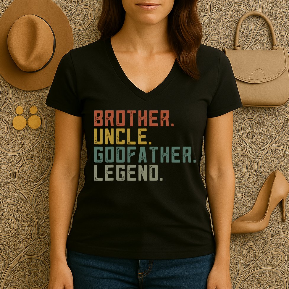 Brother Uncle Godfather Legend Fun Best Funny Uncle Women's V-Neck T-Shirt