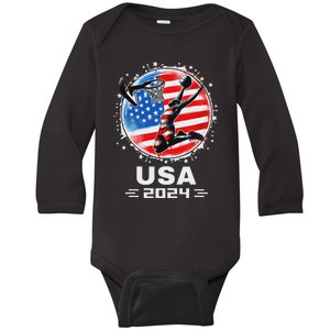 Basketball Usa Go Usa Flag 2024 Basketball Baby Long Sleeve Bodysuit