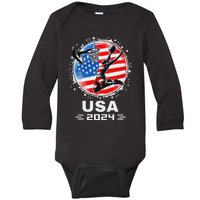 Basketball Usa Go Usa Flag 2024 Basketball Baby Long Sleeve Bodysuit