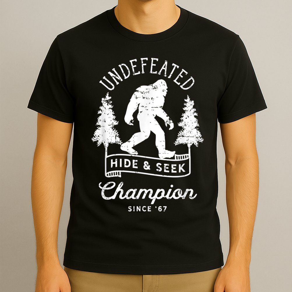 Bigfoot Undefeated Hide And Seek Champion Distressed T-Shirt