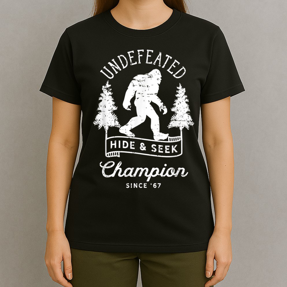 Bigfoot Undefeated Hide And Seek Champion Distressed T-Shirt