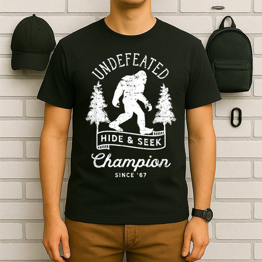 Bigfoot Undefeated Hide And Seek Champion Distressed T-Shirt