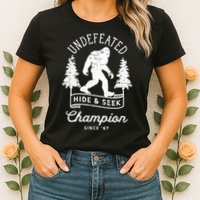 Bigfoot Undefeated Hide And Seek Champion Distressed Womens T-Shirt
