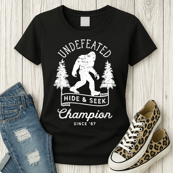 Bigfoot Undefeated Hide And Seek Champion Distressed Womens T-Shirt