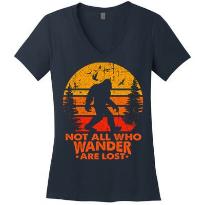 Bigfoot Undefeated Hide And Seek Champion Distressed Sunset Women's V-Neck T-Shirt