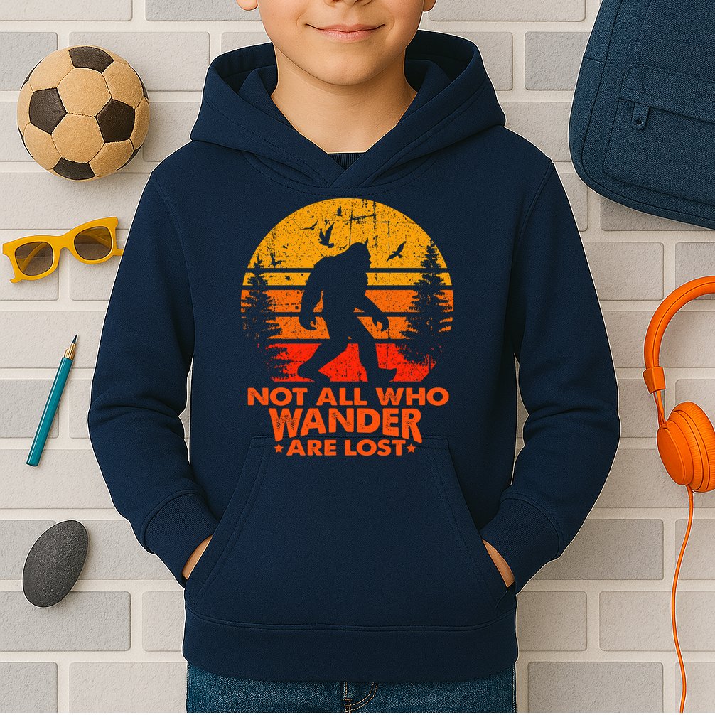 Bigfoot Undefeated Hide And Seek Champion Distressed Sunset Kids Hoodie