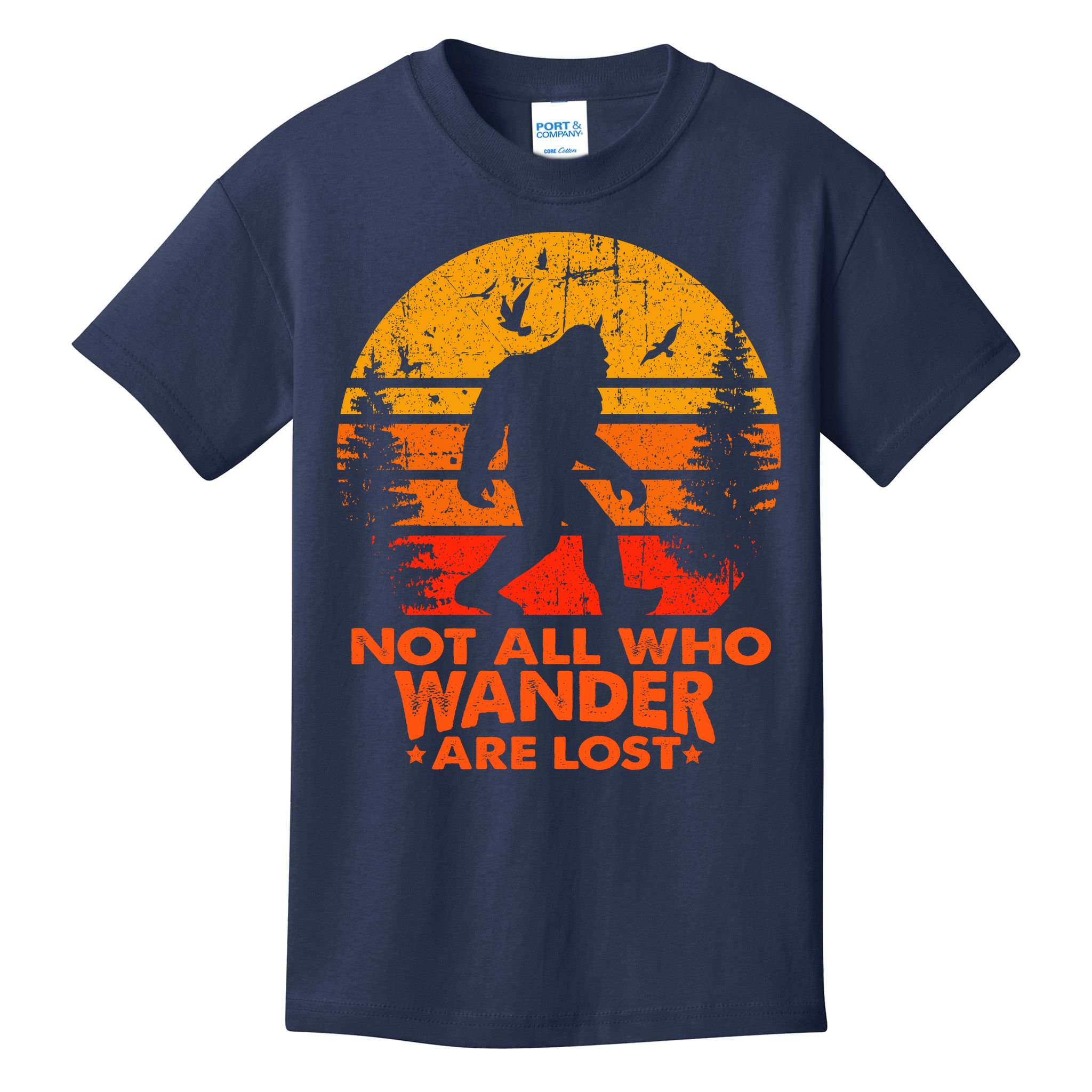 Bigfoot Undefeated Hide And Seek Champion Distressed Sunset Kids T-Shirt