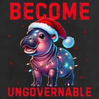 Become Ungovernable Hippo Christmas Lights Fun Funny 7 Panel Mesh Trucker Snapback Hat