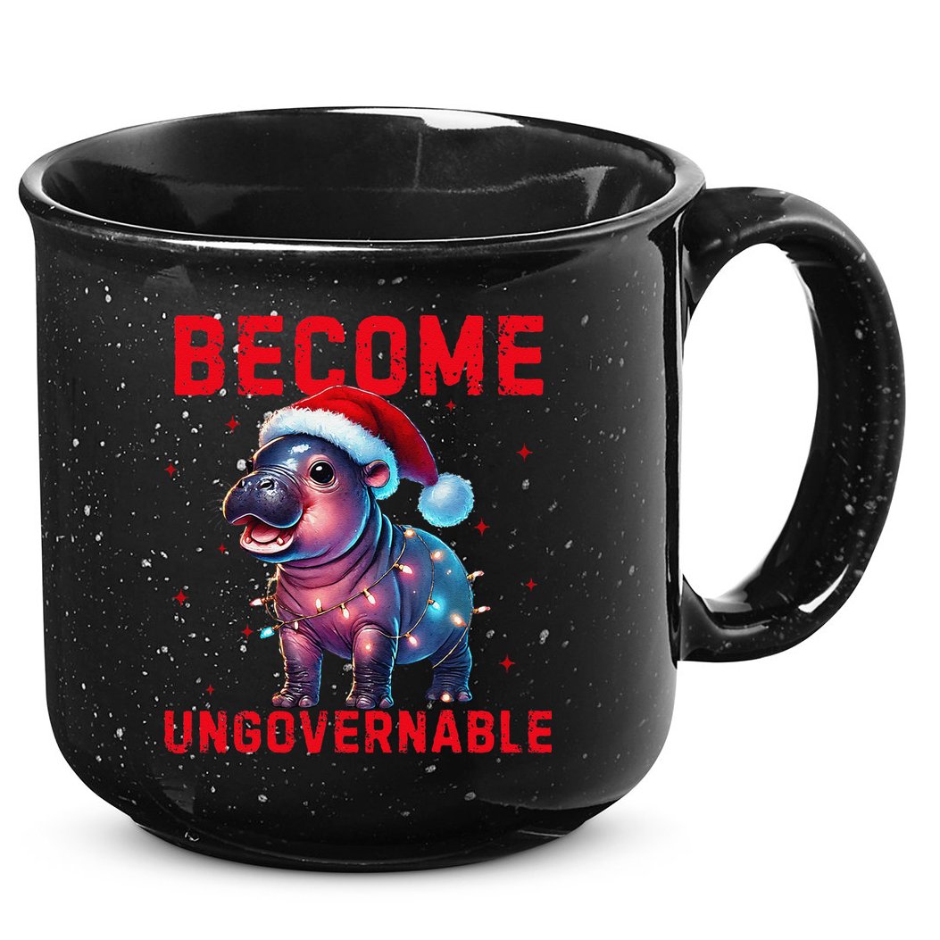 Become Ungovernable Hippo Christmas Lights Fun Funny 15oz Campfire Ceramic Mug