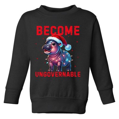 Become Ungovernable Hippo Christmas Lights Fun Funny Toddler Sweatshirt