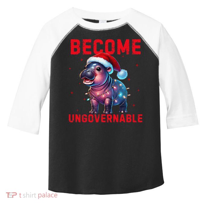Become Ungovernable Hippo Christmas Lights Fun Funny Toddler Fine Jersey T-Shirt